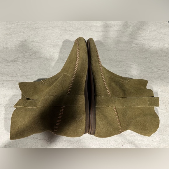 Anthropologie Latigo Olive Green Suede Moccasin Boho Bootie Women’s Size 8 - Picture 3 of 5